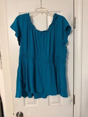 torrid Teal Flutter-Sleeve Peasant Blouse